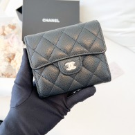 CHANEL CF 三折短夾 荔枝牛皮