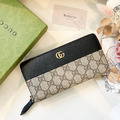 GUCCI 老花拼接拉鍊長夾