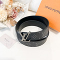 LV 4cm 雙面 皮帶 黑老花/素黑_2