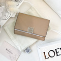 LOEWE 三折短夾 奶茶色 沙色