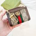 GUCCI 經典老花Ｕ型拉鍊鑰匙零錢包