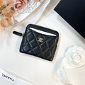 CHANEL 豆腐拉鏈零錢包 黑金