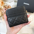 CHANEL 豆腐拉鏈零錢包 黑金_3