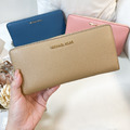 MK 拉鍊對開長夾 粉/藍/奶茶_7