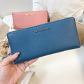 MK 拉鍊對開長夾 粉/藍/奶茶_1