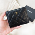 CHANEL 新款L型零錢包 黑金牛_1