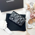 CHANEL CF單層卡包 全黑羊