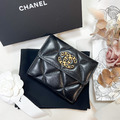 CHANEL 19三折短夾 黑金