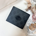 GUCCI 老花圓標八卡短夾 黑