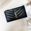 YSL 拉鍊零錢卡包 黑金