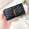 YSL 拉鍊零錢卡包 黑金_1