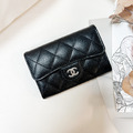 CHANEL COCO單層卡包 黑銀