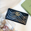 GUCCI Marmont 馬夢拉鍊長夾 黑