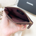 CHANEL 一字拉鍊零錢包 淡金_3