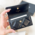 CHANEL 19 信封卡包 黑金羊皮_3