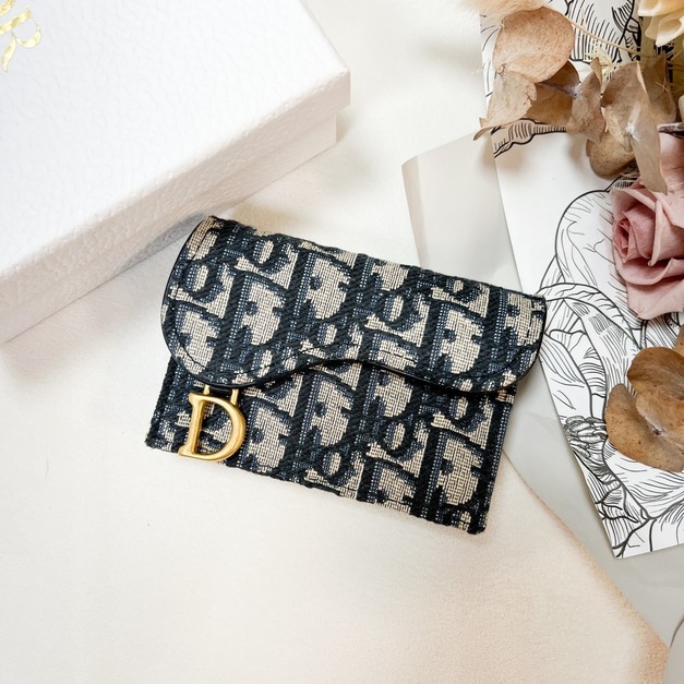 DIOR SADDLE 翻蓋卡片套 老花卡包