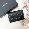 CHANEL 新款拉鍊卡包 黑金牛