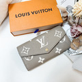 LV SARAH 斑鳩灰/奶油色 長夾
