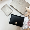 BVLGARI 蛇頭對開 卡夾 素面黑
