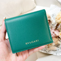 BVLGARI 蛇頭對開短夾 綠_2