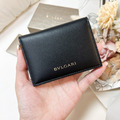 BVLGARI 蛇頭對開 卡夾 素面黑_3