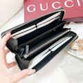 GUCCI 黑老花圓標拉鍊長夾_3