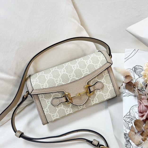 GUCCI 1955橫式手機包 奶茶色