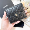 CHANEL CF 三折短夾 羊皮金扣_1