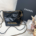 CHANEL 22 Bag mini 黑金_1