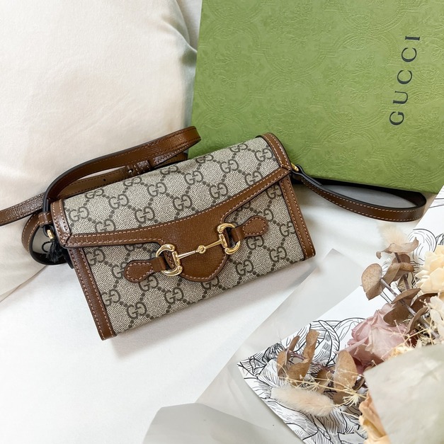 GUCCI 1955橫式手機包 焦糖色