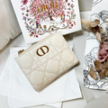DIOR Caro 對開短夾 奶白