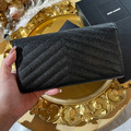 YSL 信封扣式長夾 黑銀_2