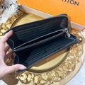 LV 黑老花拉鍊長夾_2