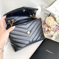 YSL LOULOU 中號 翻蓋雙層斜背包 黑金_3