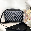 YSL LOU絎縫皮革相機包 黑銀