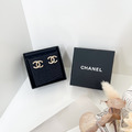 CHANEL 雙C 耳夾 淡金色