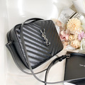 YSL LOU絎縫皮革相機包 黑銀_1