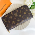 [二手] LV 老花金屬拉鍊長夾 焦糖色