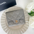 [二手] CHANEL CF 三折短夾 大象灰