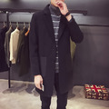 韓系翻領修身長版大衣_2
