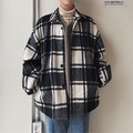 韓系翻領大格紋襯衫外套_1