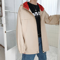 休閒撞色連帽夾克外套