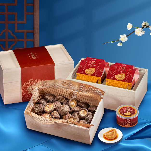 【十翼饌】馥月臻選香菇鮑魚雙層禮盒 (附提袋) (中秋禮盒預購)