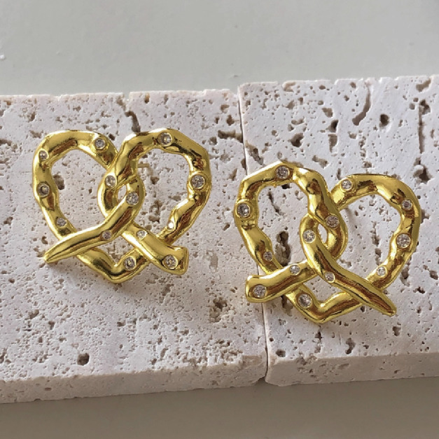 Isha 耳環｜18K金｜方晶鋯石｜925銀針 (S . L)