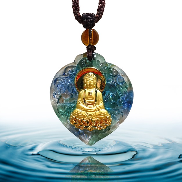 三寶佛-釋迦摩尼佛-黃金琉璃項鍊