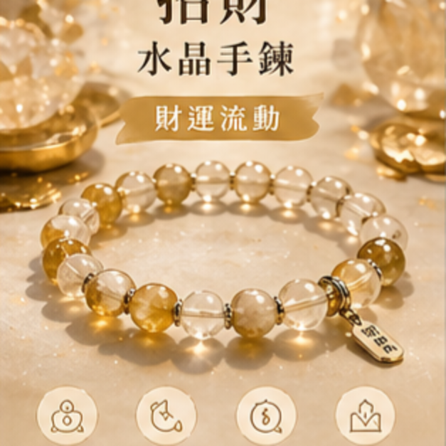 財運意象水晶手鍊｜金錢流動