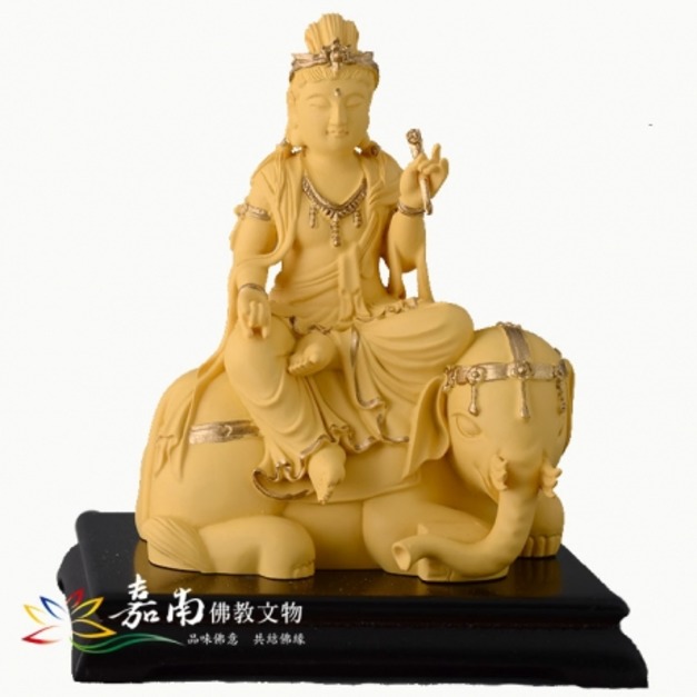 普賢普薩-原木色金邊波麗佛像(3寸)(底座顏色隨機)