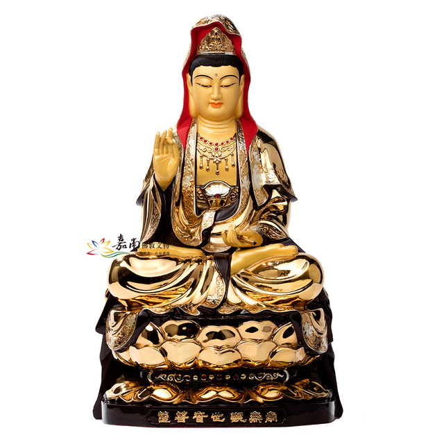 觀世音菩薩蓮花座銅佛像(1尺5寸8)