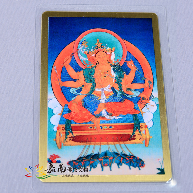 彩繪佛卡│銅箔護身卡-摩利支天母