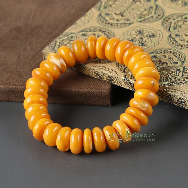 天然老蜜蠟手珠 (13mm扁珠)(網路限定特價) 2023019